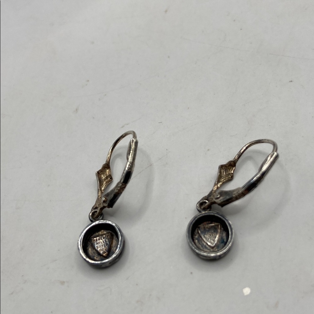 Vintage Beverly Hills Silver Sterling Silver 925 Faceted Leverback Drop Earrings - Picture 8 of 8